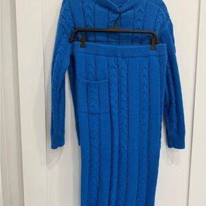 Blue Cable Knit Sweater Dress